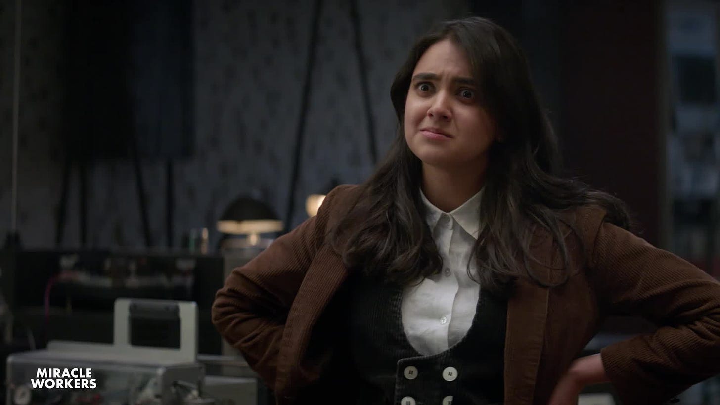 Geraldine Viswanathan plays Eliza in  Miracle Workers  on TBS.