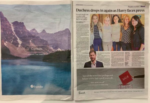 Expedia ad appeared in newspapers alongside editorial articles  - @adliterate
