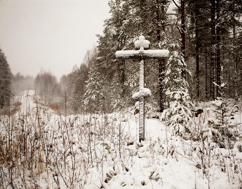 Wooden Orthodox Cross in Winter Forest Stock Photo - Image of religion,  jesus: 63742176