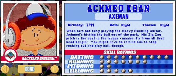Image result for Achmed Khan backyard baseball 2001