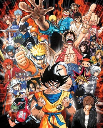 Collage of Shonen Jump heroes from the '90s and early 2000s.