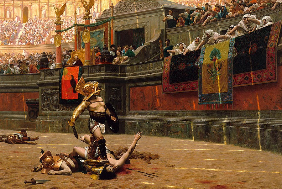Pollice Verso. With a turned thumb Painting by Jean-Leon Gerome