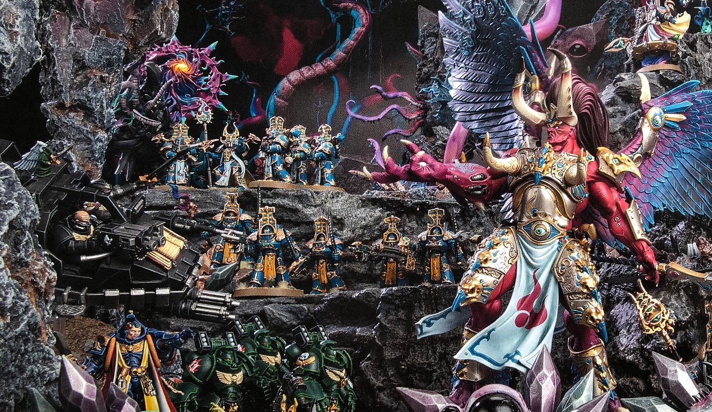 Magnus The Red leads The Thousand Sons against the hopelessly fucked Death Angels