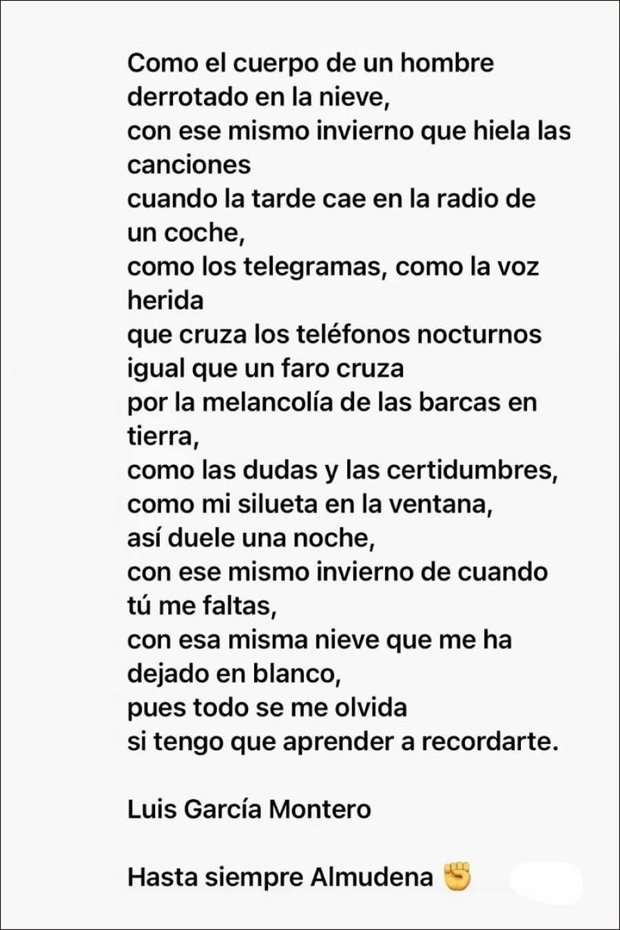 El poema de Luis García Montero, viudo de Almudena Grandes
