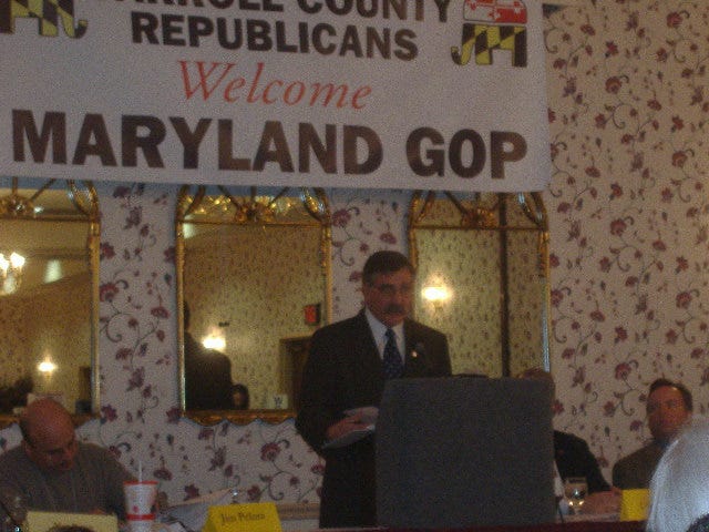 Maryland GOP Chair Jim Pelura making remarks to the convention.