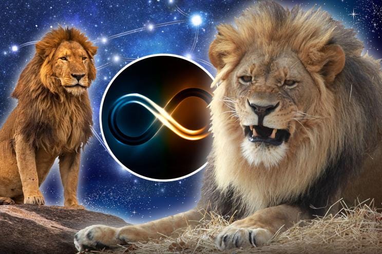 Lions representing the Leo zodiac sign