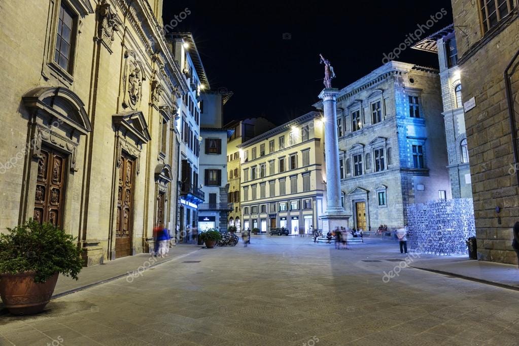 Night street in downtown Florence Italy – Stock Editorial Photo © Observer  #59279929