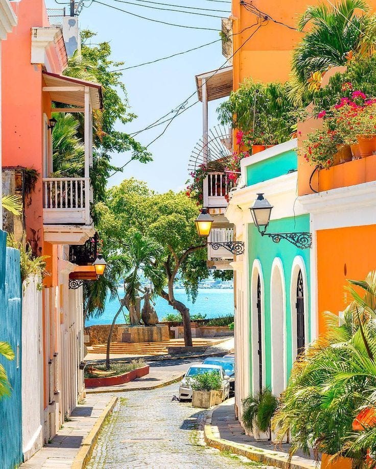 Colorful cobbled street in Old San Juan, Puerto Rico | Puerto rico  pictures, San juan puerto rico, Puerto rico vacation