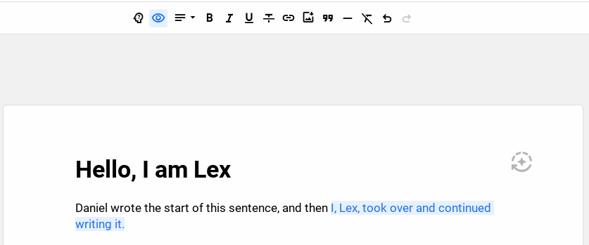 Screenshot of a Lex document