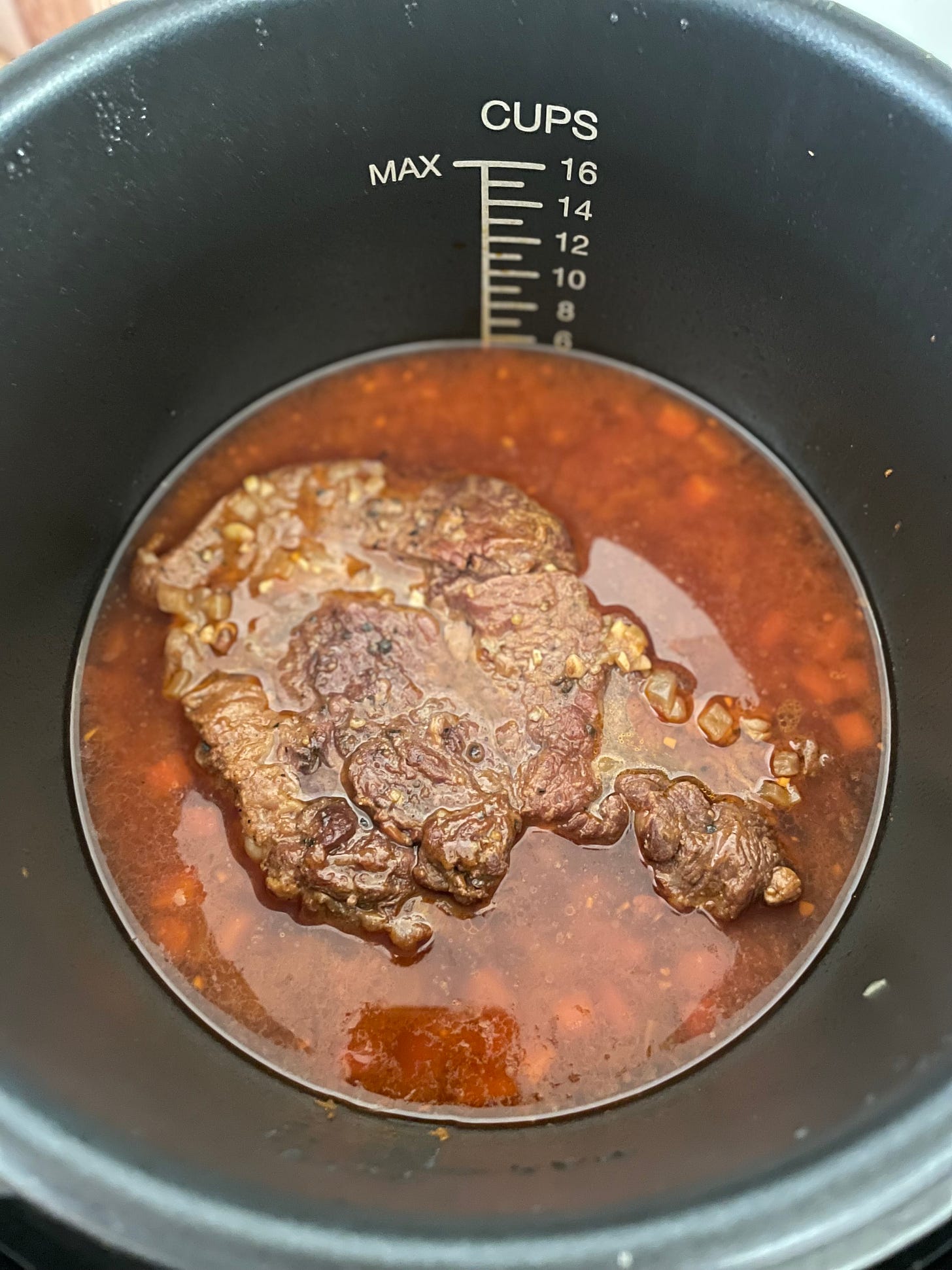 Beef chuck roast after pressure cook