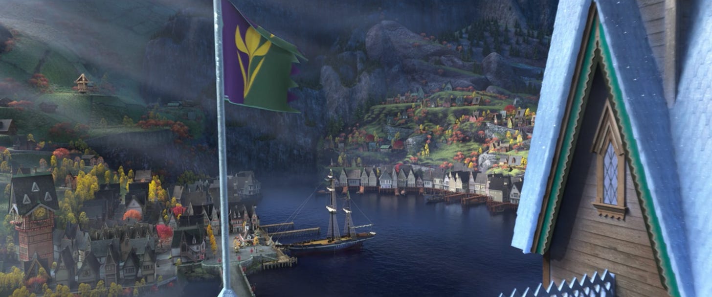Picture of arendelle's flag still standing from the end of frozen two