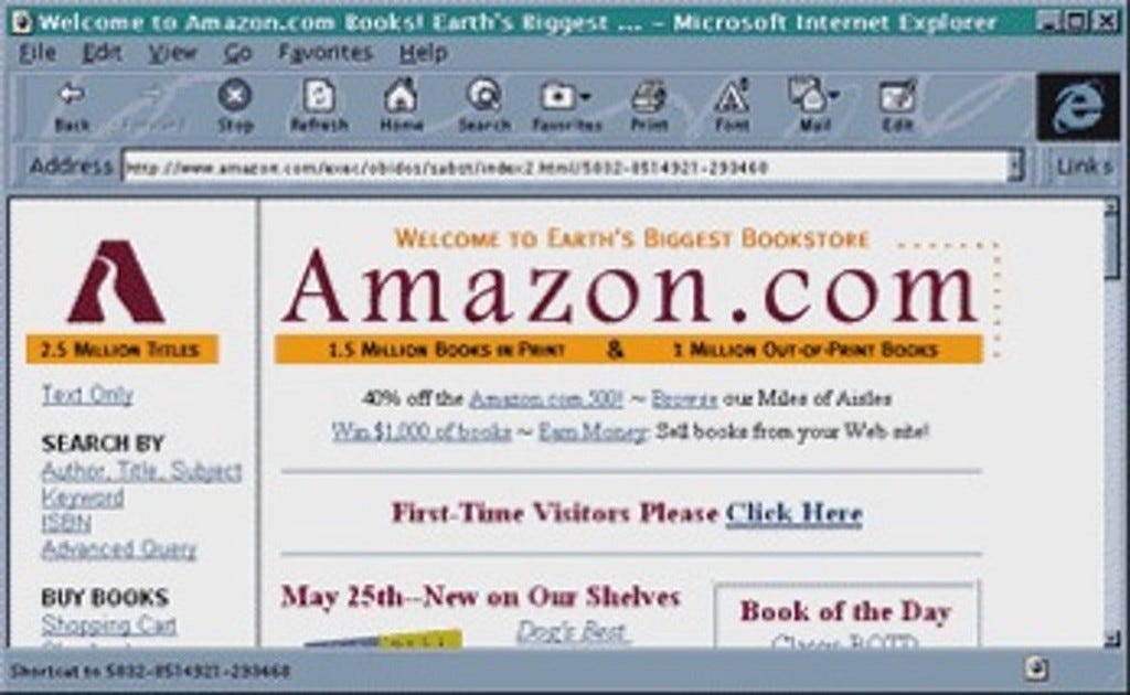 A screenshot of Amazon when it was somehow worse than it is today.