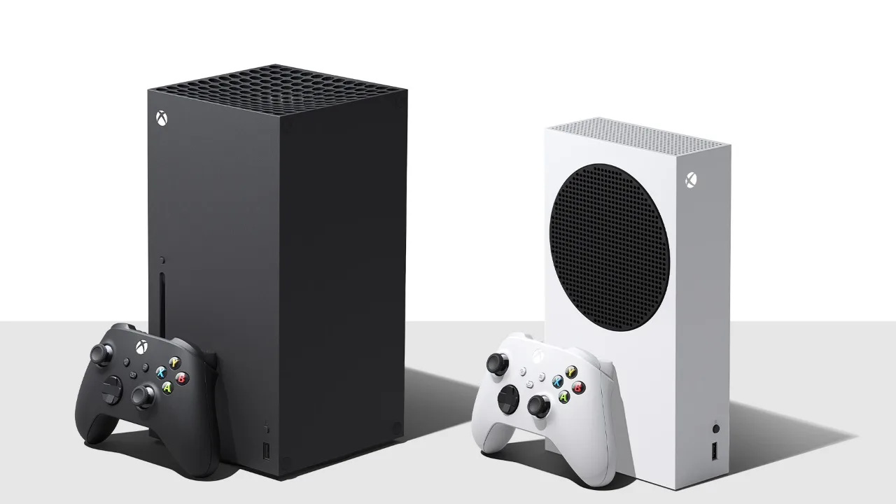 Xbox Series X and Xbox Series standing side by side
