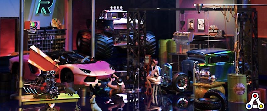 Riot Racers mechanic shop nft artwork