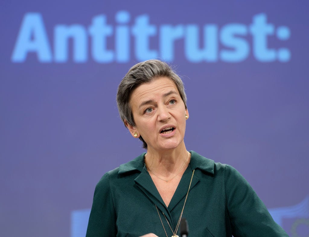 European Commissioner Margrethe Vestager addresses a virtual press conference in November.