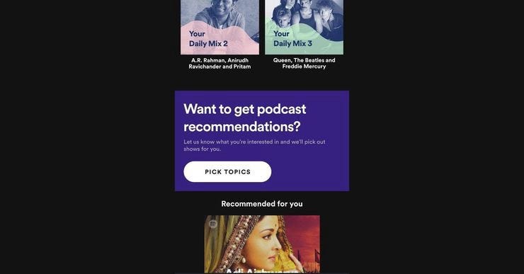 Spotify podcastrecommendations