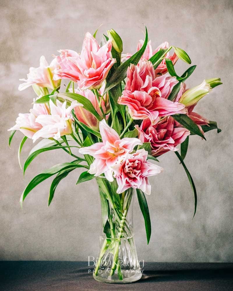 bouquet of rose lilies in a vase