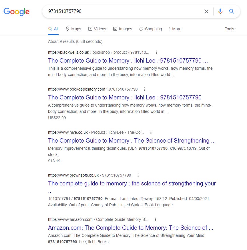 Google search results for Lee's ISBN 9781510757790