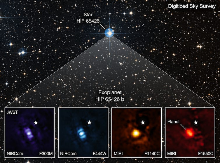 Four images of HIP 65426b, at four different wavelengths of infrared light.