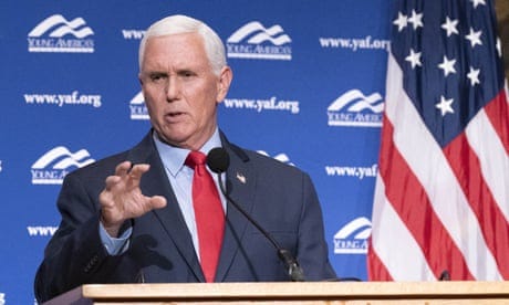 Mike Pence at Georgetown University in Washington DC in October. 