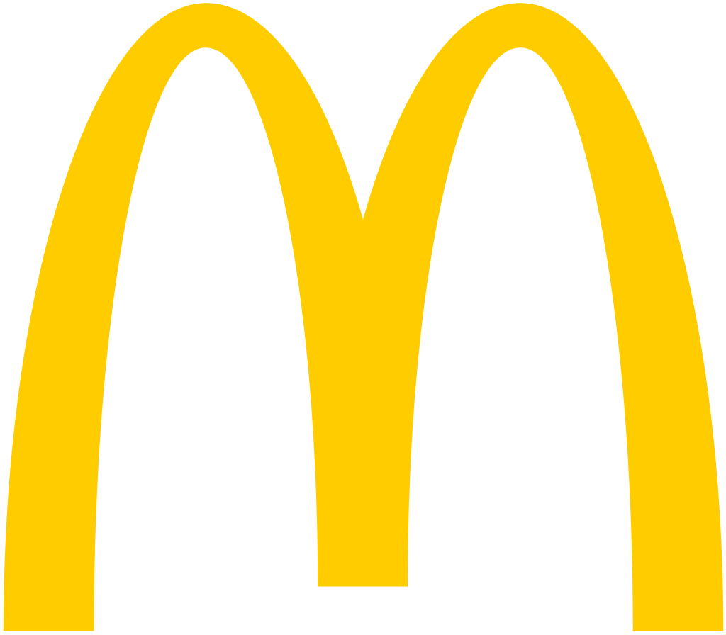 Two yellow arches joined together to form a rounded letter M.
