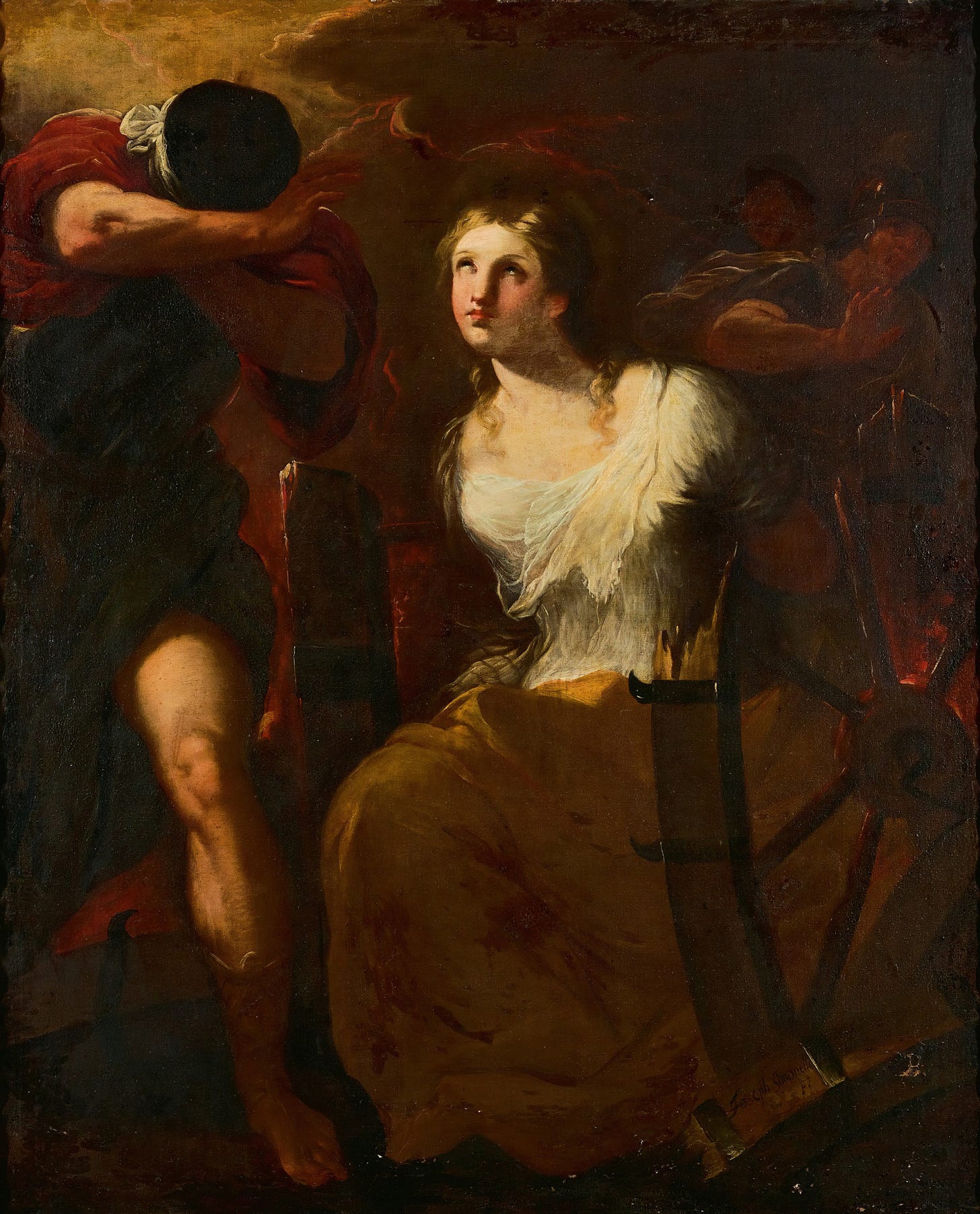 The Martyrdom Of Saint Catherine Of Alexandria by Giuseppe Simonelli (Italian, c. 1650–1710)