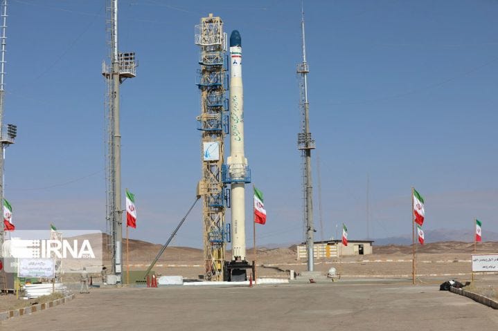 The Zoljanah before its launch from the Khomeini Space Centre. (Islamic Republic News Agency)