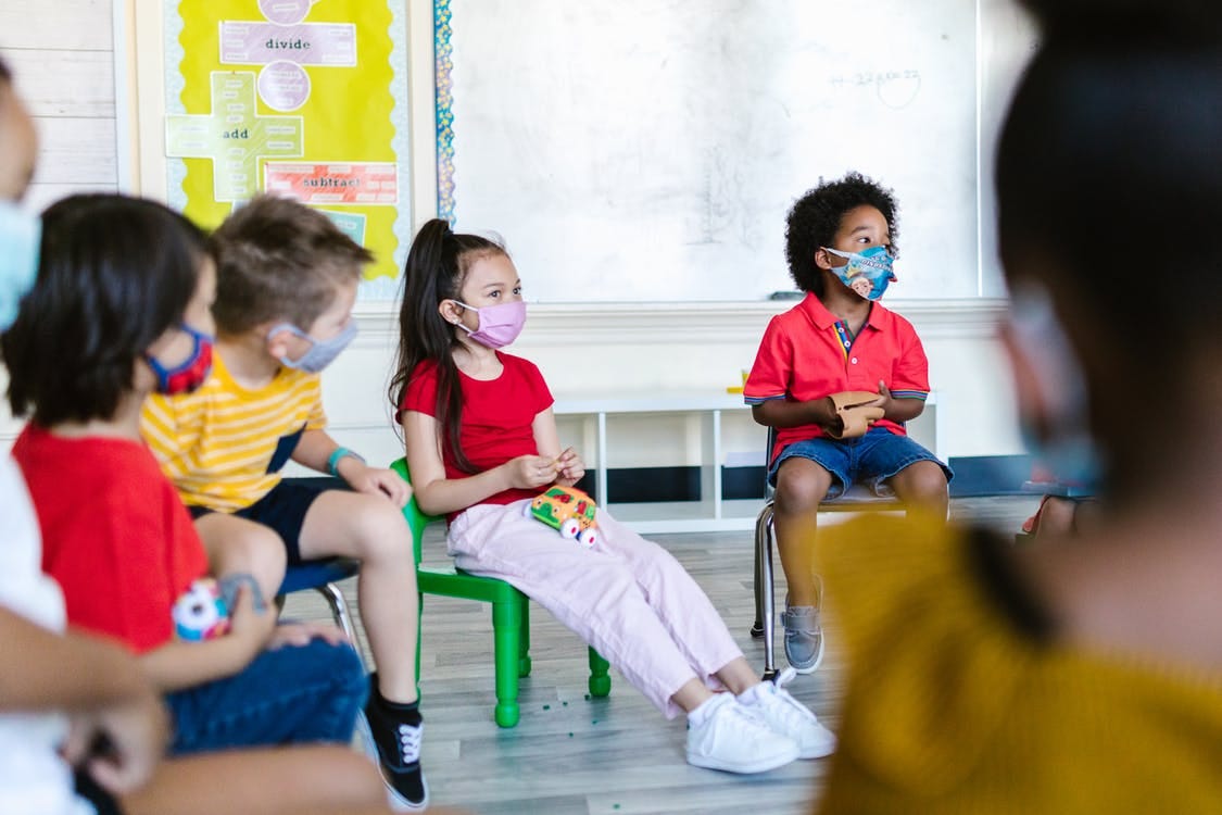 Kids Wearing Face Mask Inside the Classroom