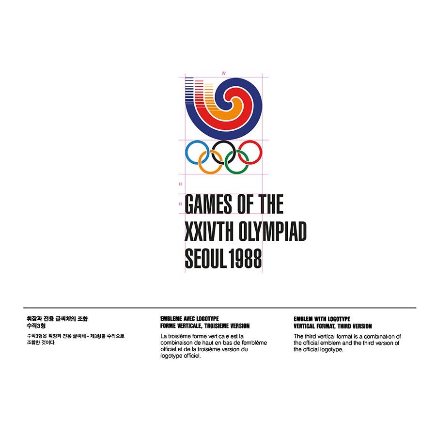 Yang Sung-Chun's 1983 logo for Seoul '88, Brand Guidelines, Logo Histories, LogoArchive