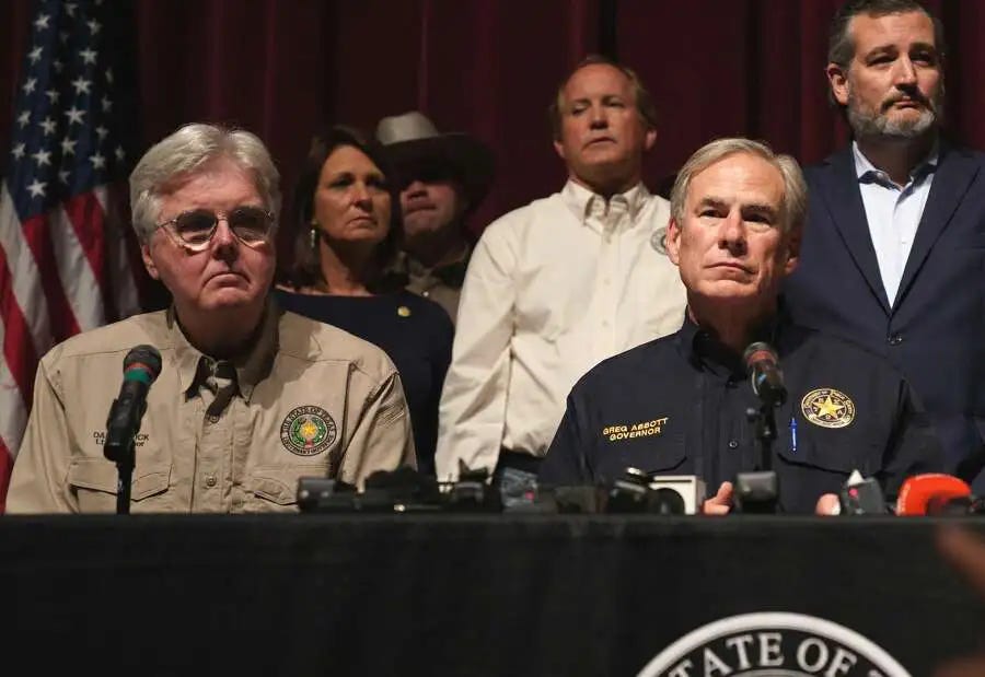 OK, guys. Try to look real penitent and sorrowful. Try to look like we actually give a shit. From left to Right: Lieutenant Governor Problematic Scoutmaster, Governor Bought and Paid For, and Senator Sweaty Honeybaked Ham Hock Rolled in a Lint Trap On a Stick (in an ill-fitted sportcoat; c&rsquo;mon, the NRA gave you a half-million, at least get a decent tailor)