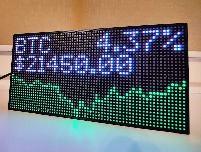 Cryptocurrency Coin Stocks Price Ticker RGB Matrix WiFi LED image 1