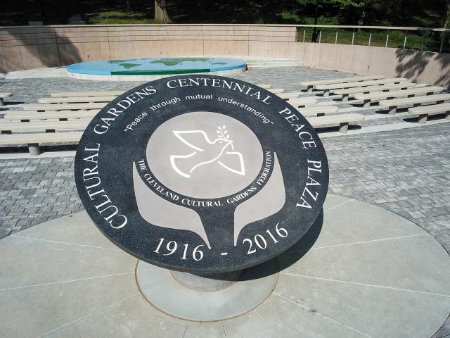 Centennial Plaza Medallion at entryway of the Centennial Peace Plaza