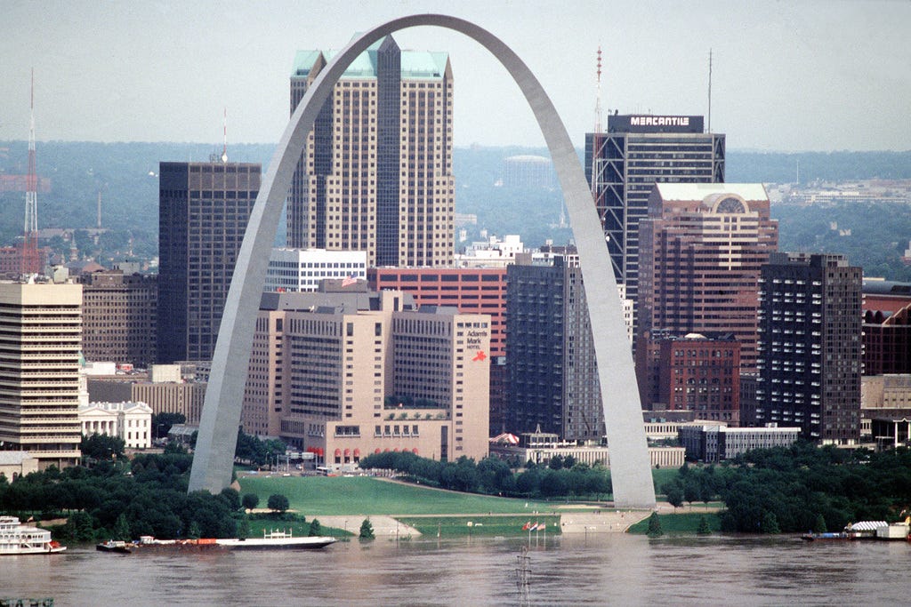 The downtown St. Louis area are hard hit by the latest floods - PICRYL  Public Domain Image