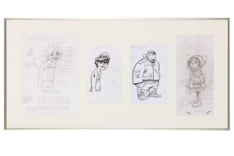 Jamie Hewlett | Original drawings for Gorillaz - 2D, Murdoc, Russell &amp;  Noodle (2001) | Artsy