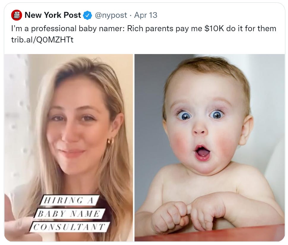 Lady paid $10,000 to name babies