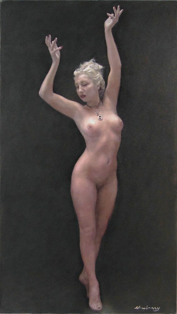 Newberry, Reaching For the High Note, oil on linen, 46x26"