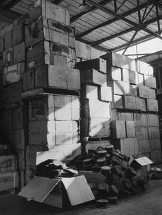 size: 24x18in Photographic Print: View of Warehouse Full of Boxes of Obsolete Wac Hats : Fine Art