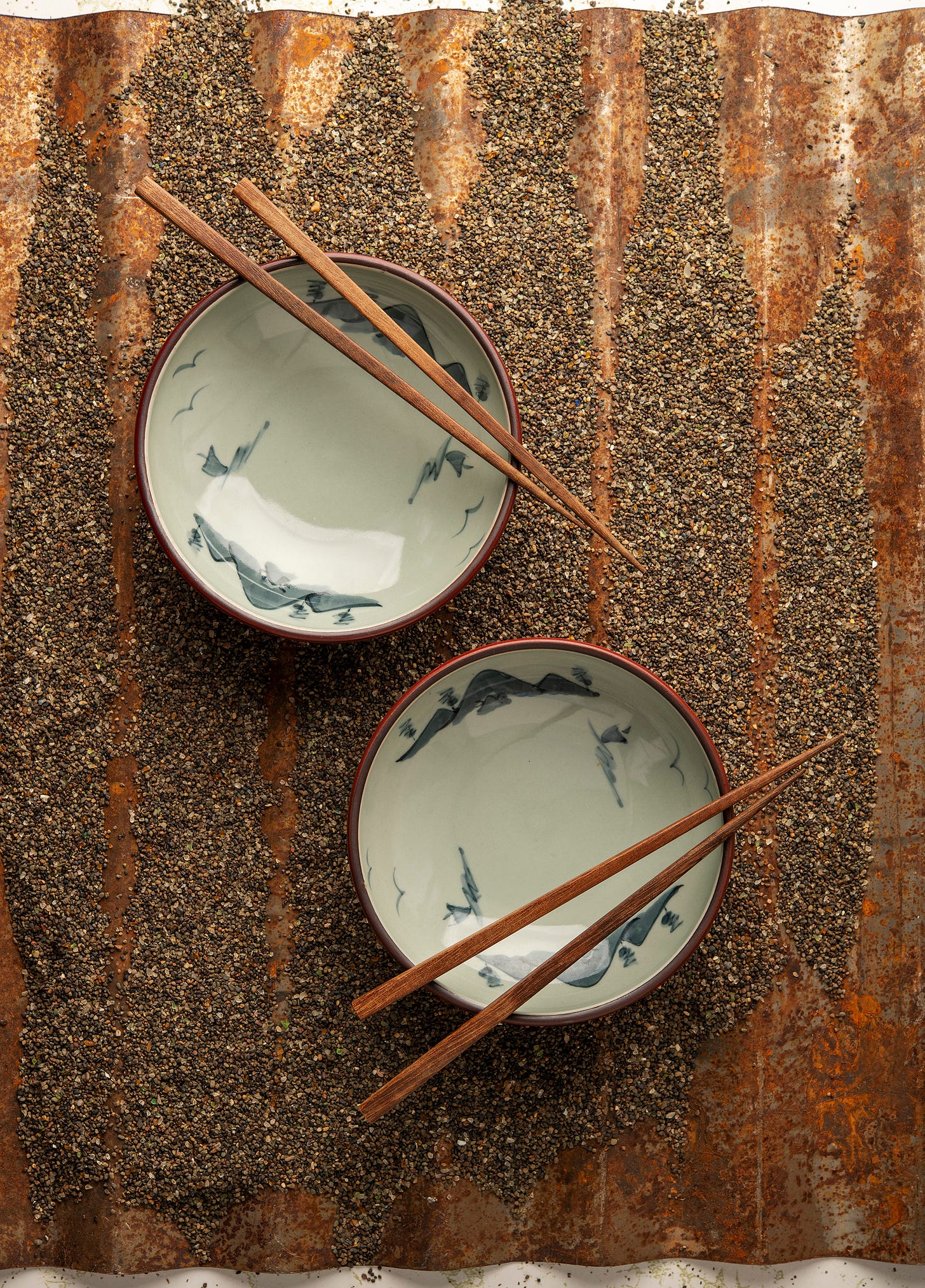 Empty bowls with chopsticks