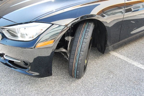 A space-saver tire. It looks really dodgy.