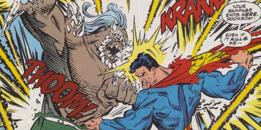 Superman punches Doomsday