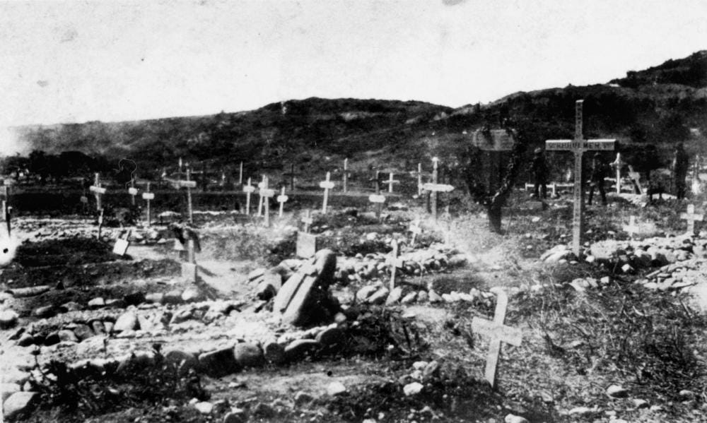 Grave yard near Anzac Cove, Gallipoli Peninsula, Turkey (4041502536).jpg