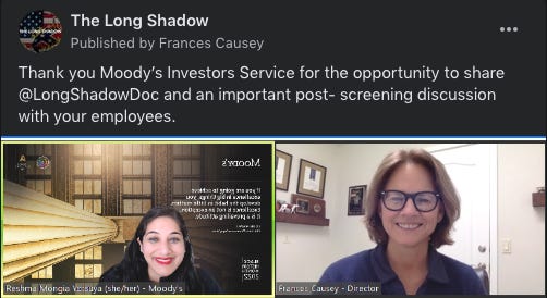 Photo of The Long Shadow team partnering with Moody's