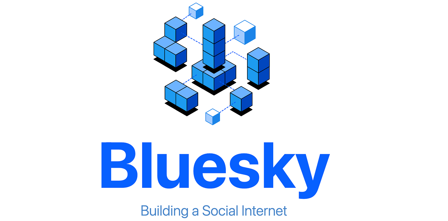 The Bluesky logo - a series of blue blocks