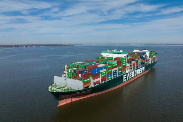 The Ever Forward ran aground in the Chesapeake Bay on Sunday, on its way to Norfolk, Va., from Baltimore.