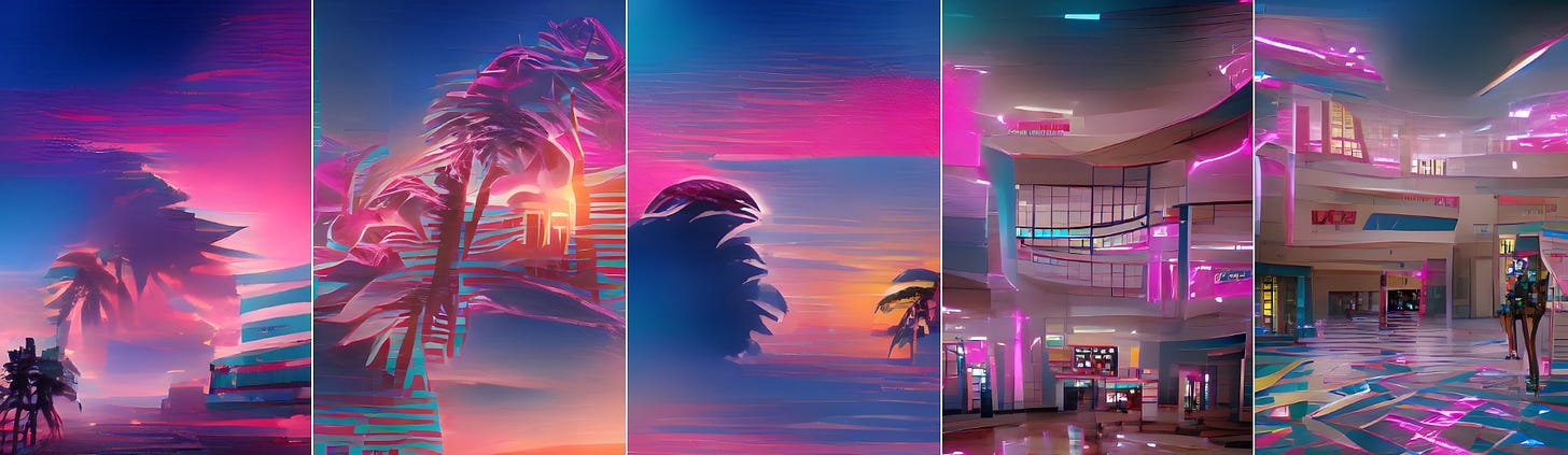 Some vaporwave imagery made by a soulless machine
