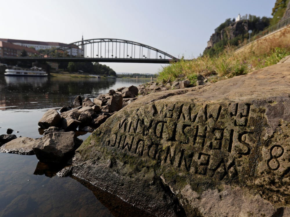 Centuries-Old 'Hunger Stones' Reappear As Europe's Rivers Run Dry Centuries-Old 'Hunger Stones' Reappear As Europe's Rivers Run Dry