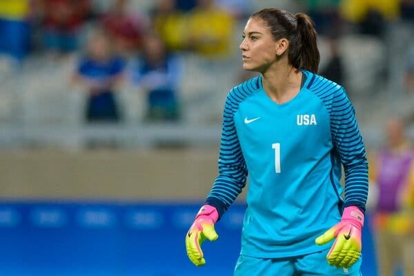 Goalkeeper Hope Solo at the  2016 Olympics in Rio de Janeiro.