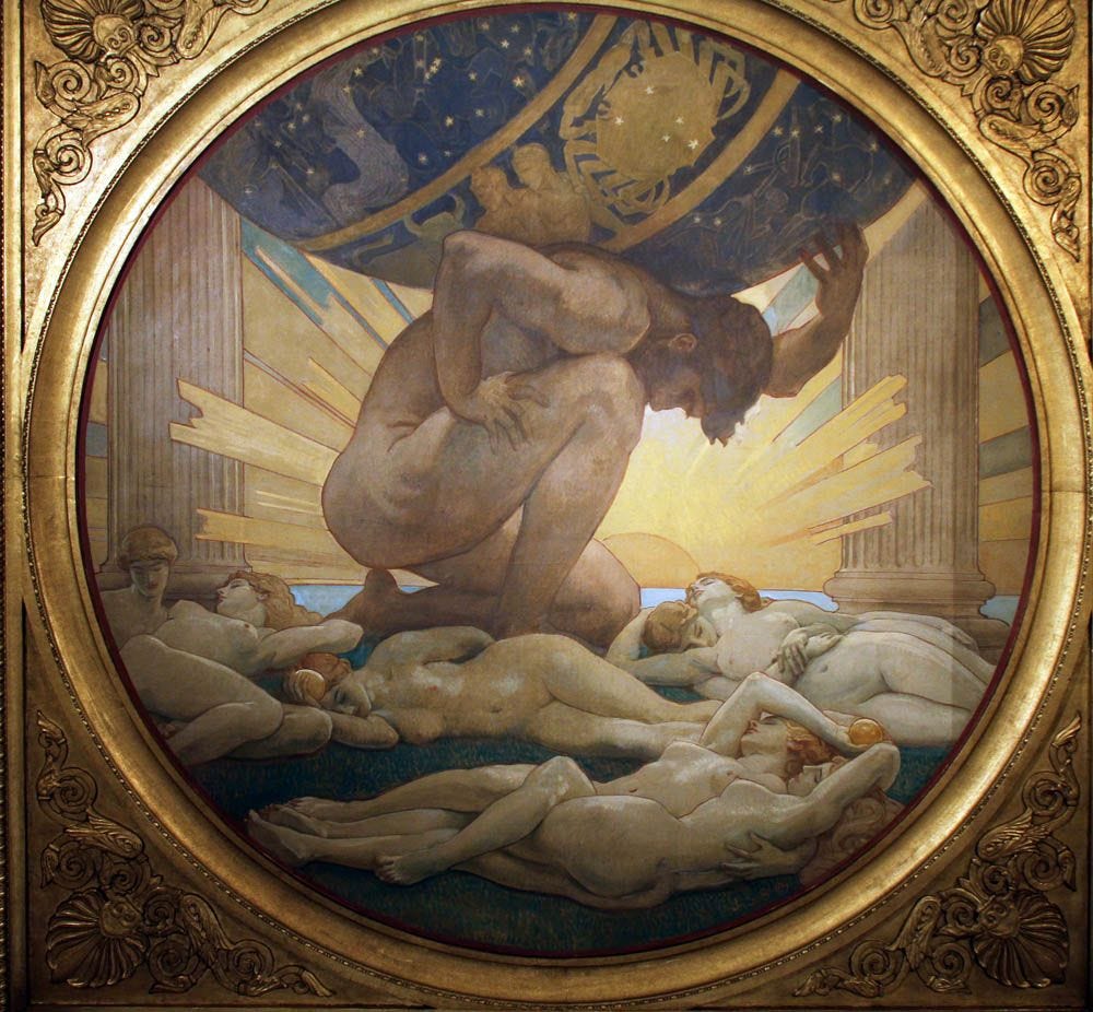 John Singer Sargent - Atlas and the Hesperides (1925) - Google Search Mythology Paintings, Greek Mythology Art, Classical Mythology, Art Inspo, Art Inspiration, Daily Painting, Art Painting, Art Classique, Templer