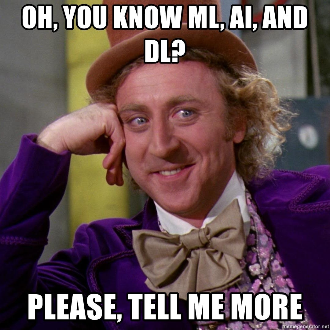 Willy Wonka - Oh, you know ML, AI, and DL? Please, tell me more