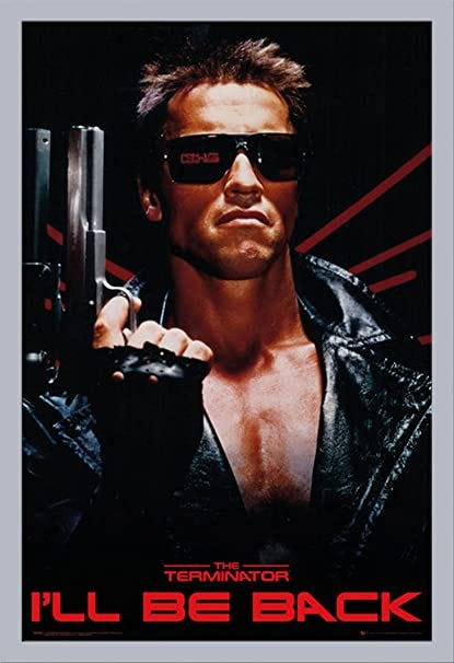 Empire Poster Terminator I&amp;#39;ll Be Back + accessoires Cadre en MDF argenté :  Amazon.fr: Cuisine et Maison